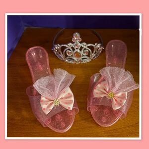 Princess Dress Up Shoes and Tiara Set - Size 3-6 year olds - Pink